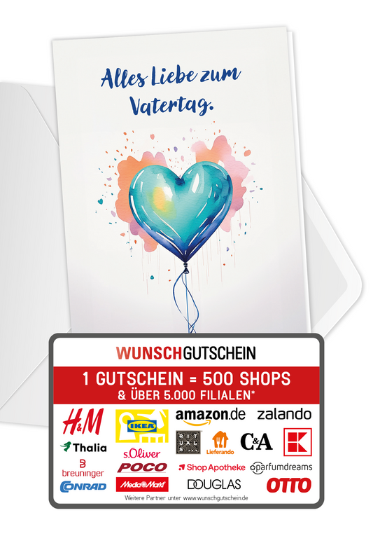 Wunschgutschein Alles Liebe Vatertag - Herz – Geschenkgutschein Ansicht 1