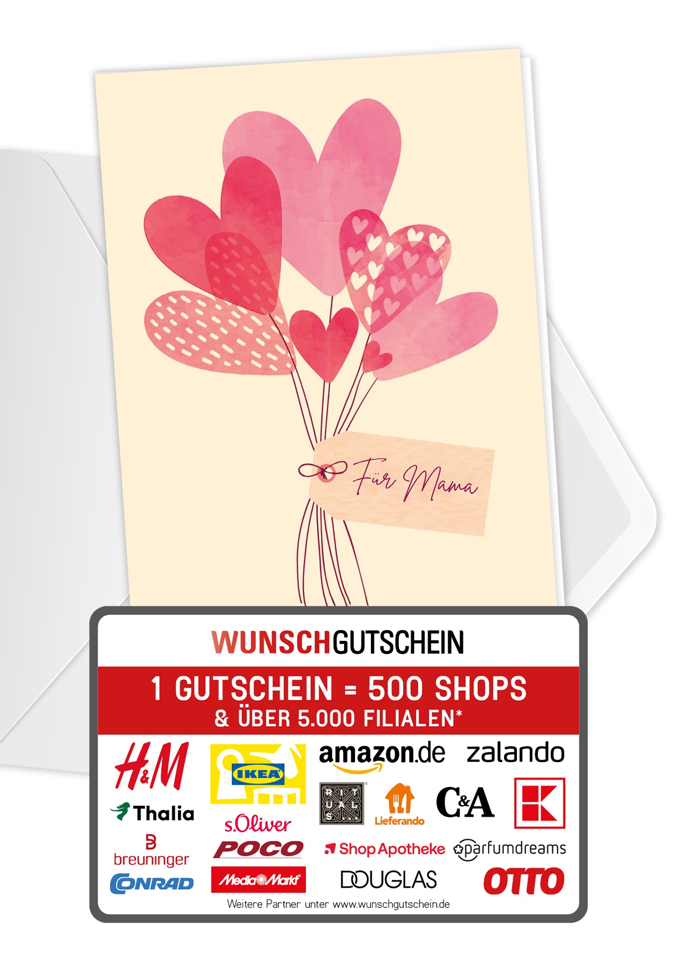 Wunschgutschein Für Mama - Herzen Pastell PDF – Geschenkgutschein Ansicht 1