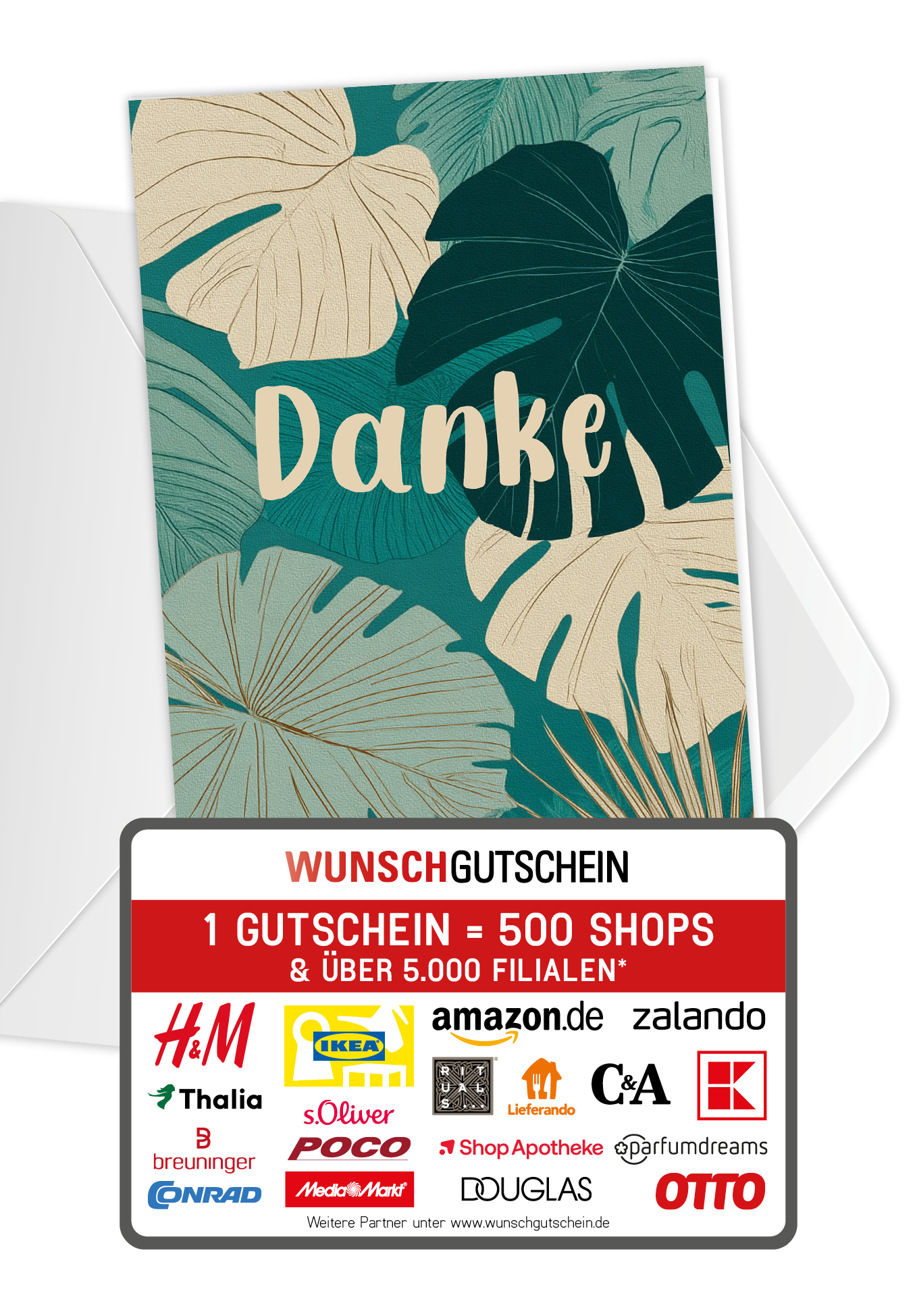 Wunschgutschein Danke - Monstera – Geschenkgutschein Ansicht 1