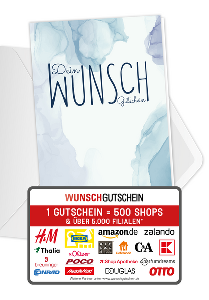 Wunschgutschein Dein Wunschgutschein - Aquarell Blau PDF – Geschenkgutschein Ansicht 1