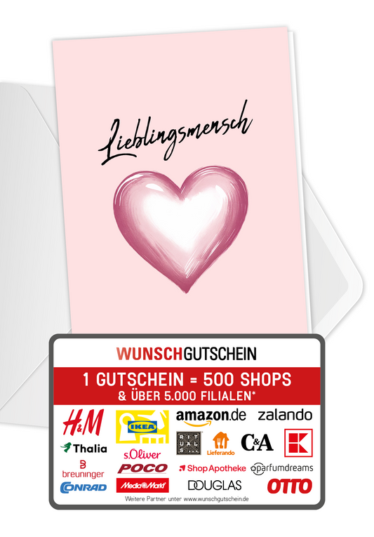 Wunschgutschein Lieblingsmensch - Rosa Herz – Geschenkgutschein Ansicht 1