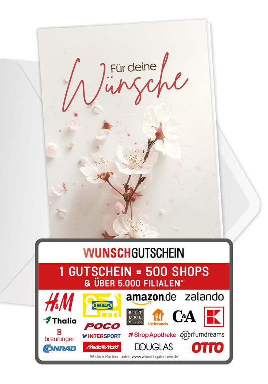 Wunschgutschein Für deine Wünsche - Kirschblüten – Geschenkgutschein Ansicht 1