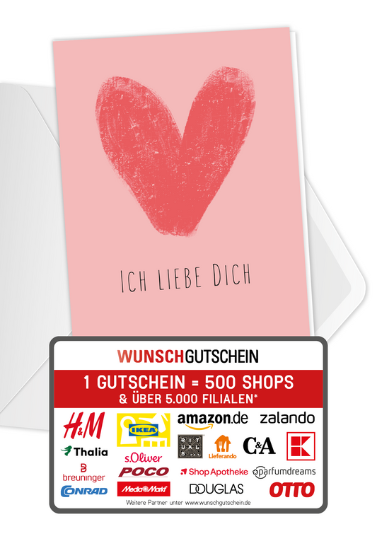 Wunschgutschein Ich liebe dich - Herz Rosa – Geschenkgutschein Ansicht 1