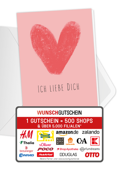 Wunschgutschein Ich liebe dich - Herz Rosa PDF – Geschenkgutschein Ansicht 1