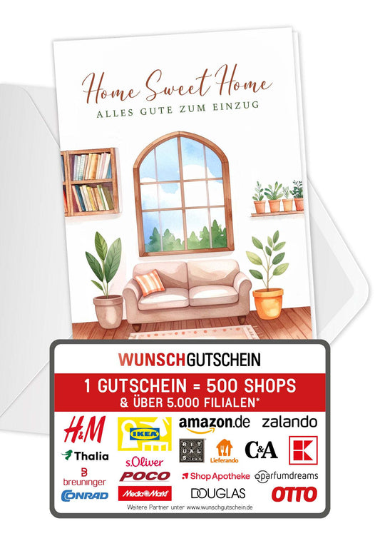Wunschgutschein Home Sweet Home - Wohnzimmer – Geschenkgutschein Ansicht 1