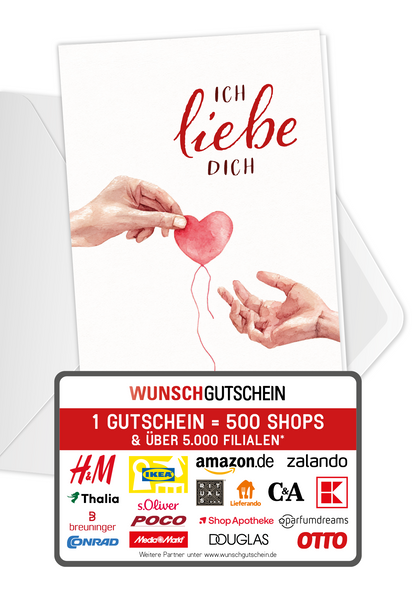 Wunschgutschein Ich liebe dich - Hände Herz – Geschenkgutschein Ansicht 1