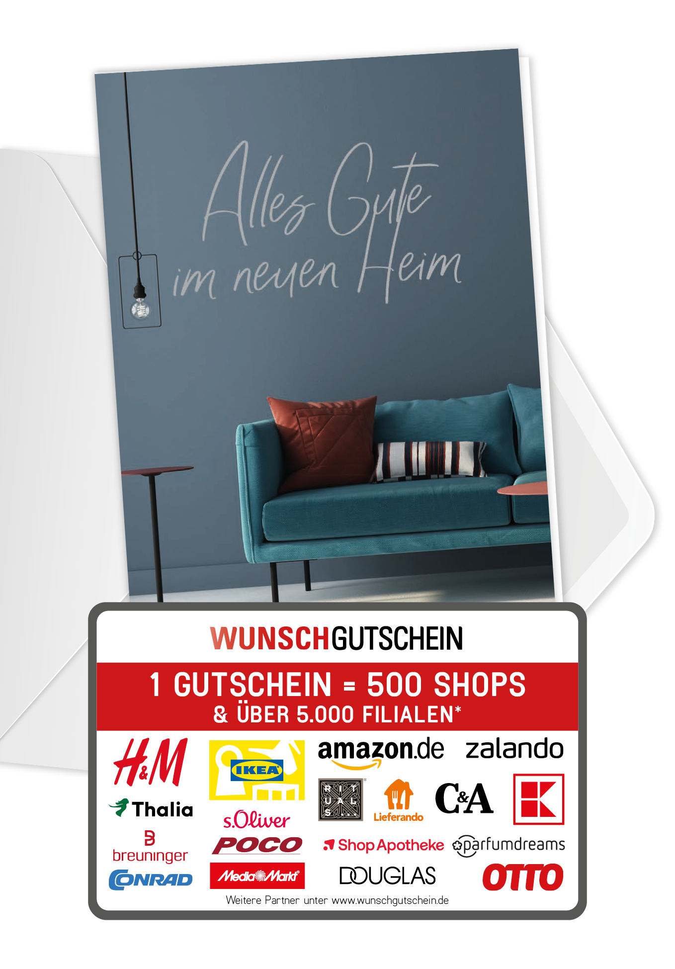 Wunschgutschein Alles Gute Heim - Wohnzimmer PDF – Geschenkgutschein Ansicht 1