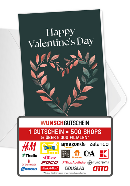 Wunschgutschein Happy Valentine's Day - Herz Dunkelgrün – Geschenkgutschein Ansicht 5