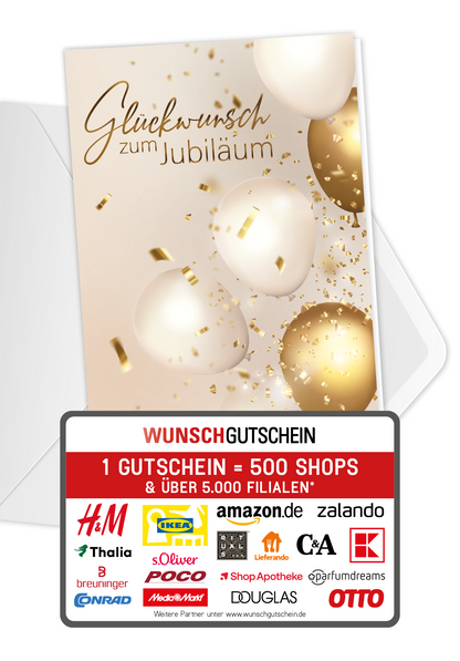 Wunschgutschein Glückwunsch zum Jubiläum - Gold PDF – Geschenkgutschein Ansicht 1