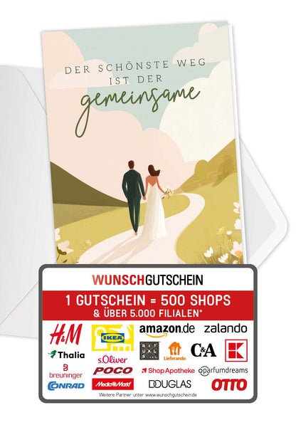 Wunschgutschein Der schönste Weg ist der gemeinsame - Brautpaar – Geschenkgutschein Ansicht 1