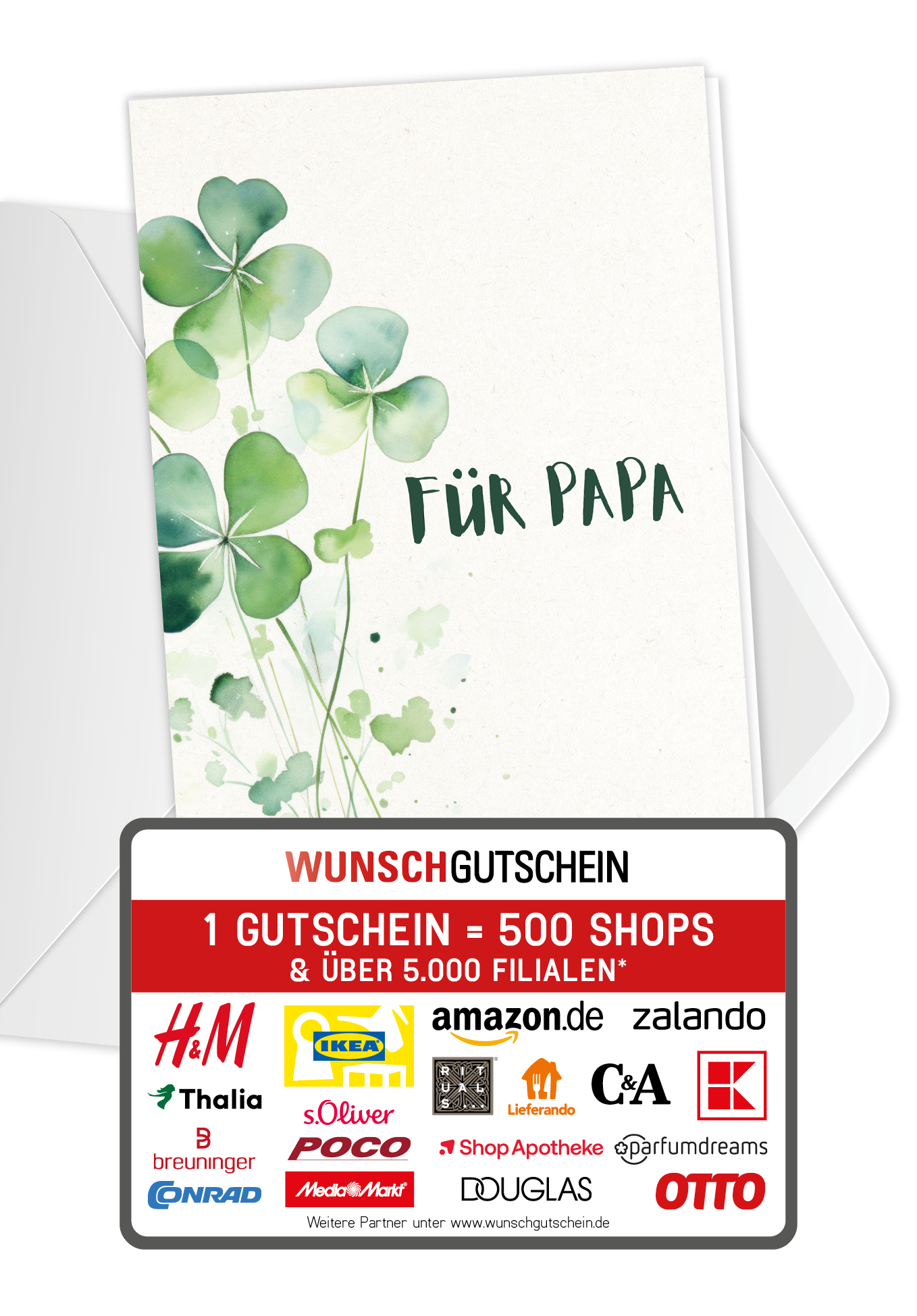 Wunschgutschein Für Papa - Kleeblatt PDF – Geschenkgutschein Ansicht 1