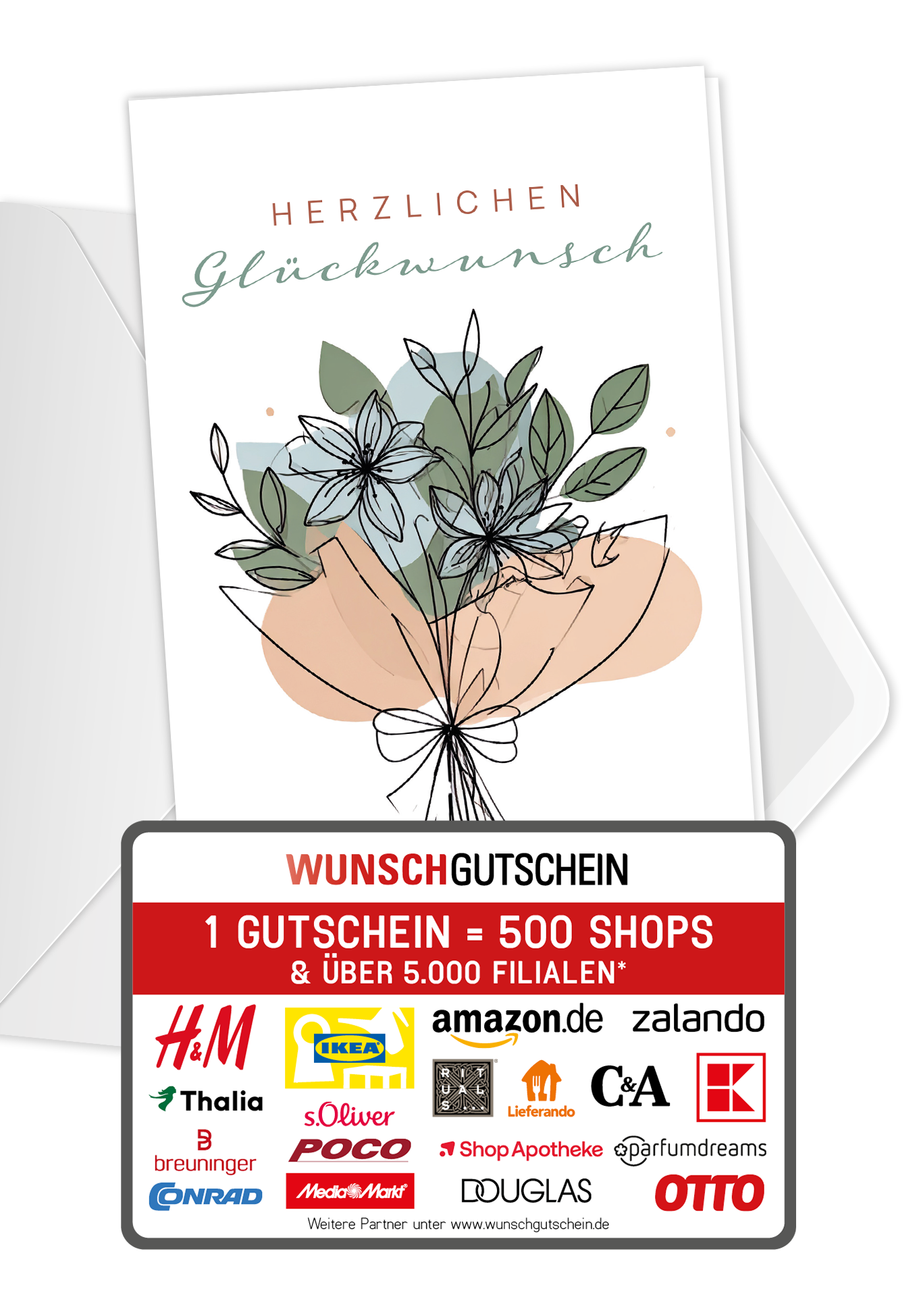 Wunschgutschein Herzlichen Glückwunsch - Blumenstrauß PDF – Geschenkgutschein Ansicht 5