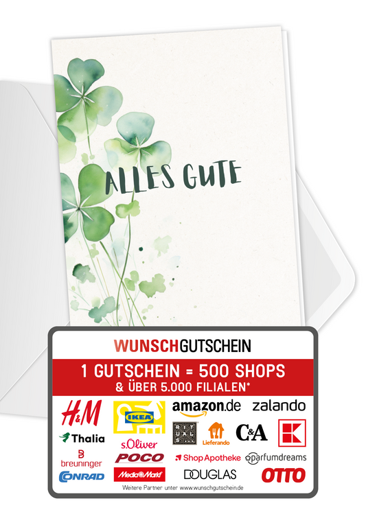 Wunschgutschein Alles Gute - Kleeblatt PDF – Geschenkgutschein Ansicht 1