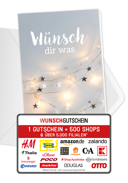 Wunschgutschein Wünsch dir was - Lichterkette Sterne – Geschenkgutschein Ansicht 1