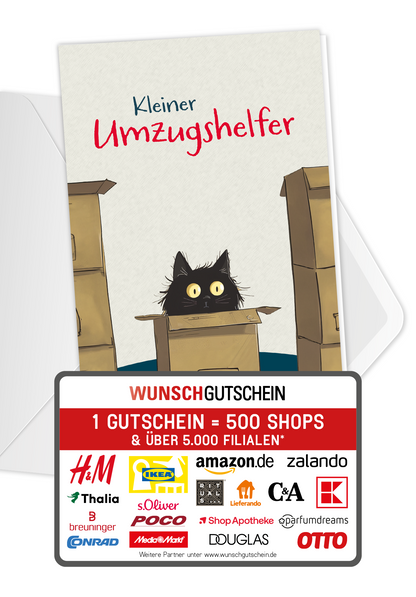 Wunschgutschein Kleiner Umzugshelfer - Katze – Geschenkgutschein Ansicht 1