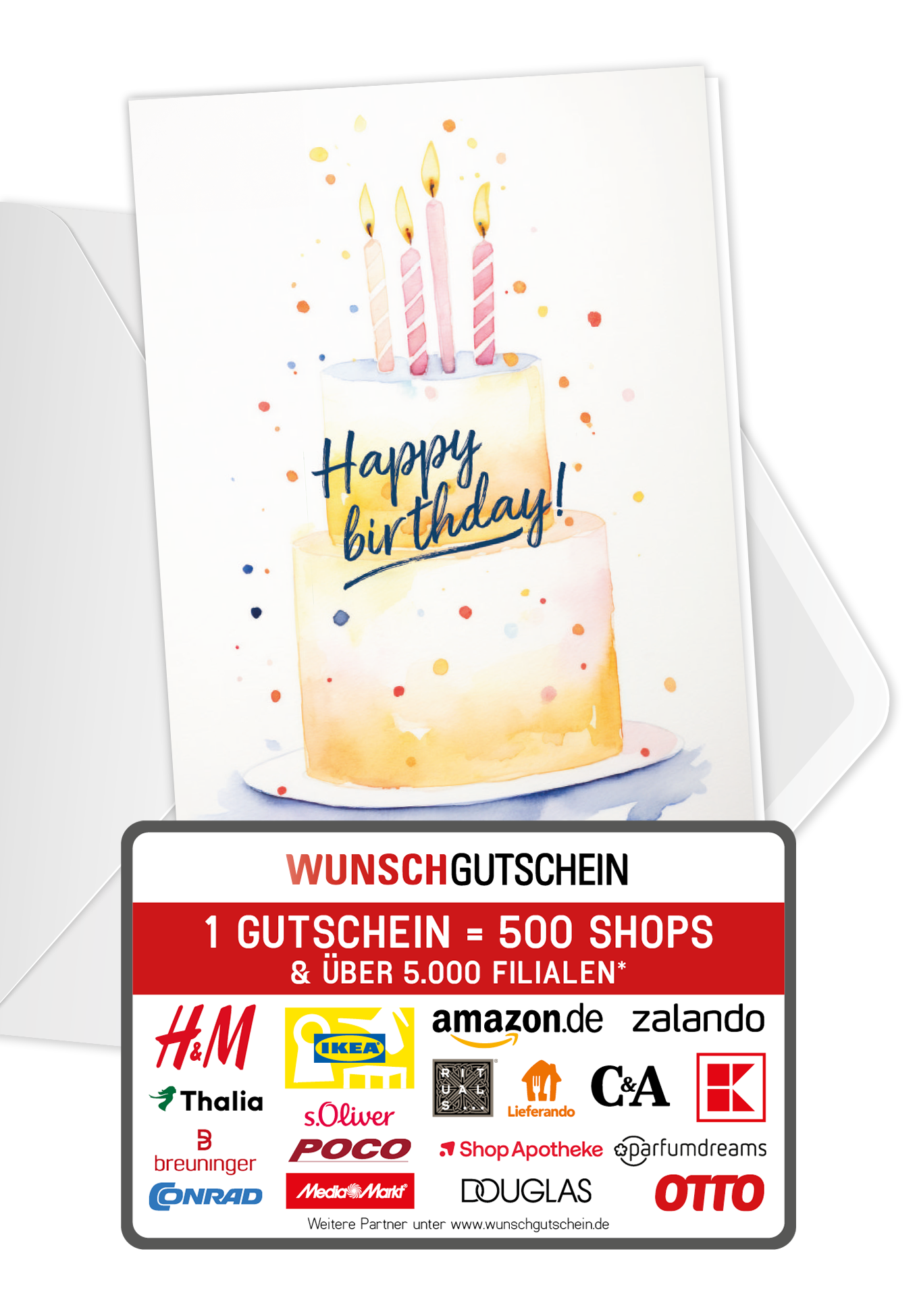 Wunschgutschein Happy Birthday - Torte Gelb – Geschenkgutschein Ansicht 5