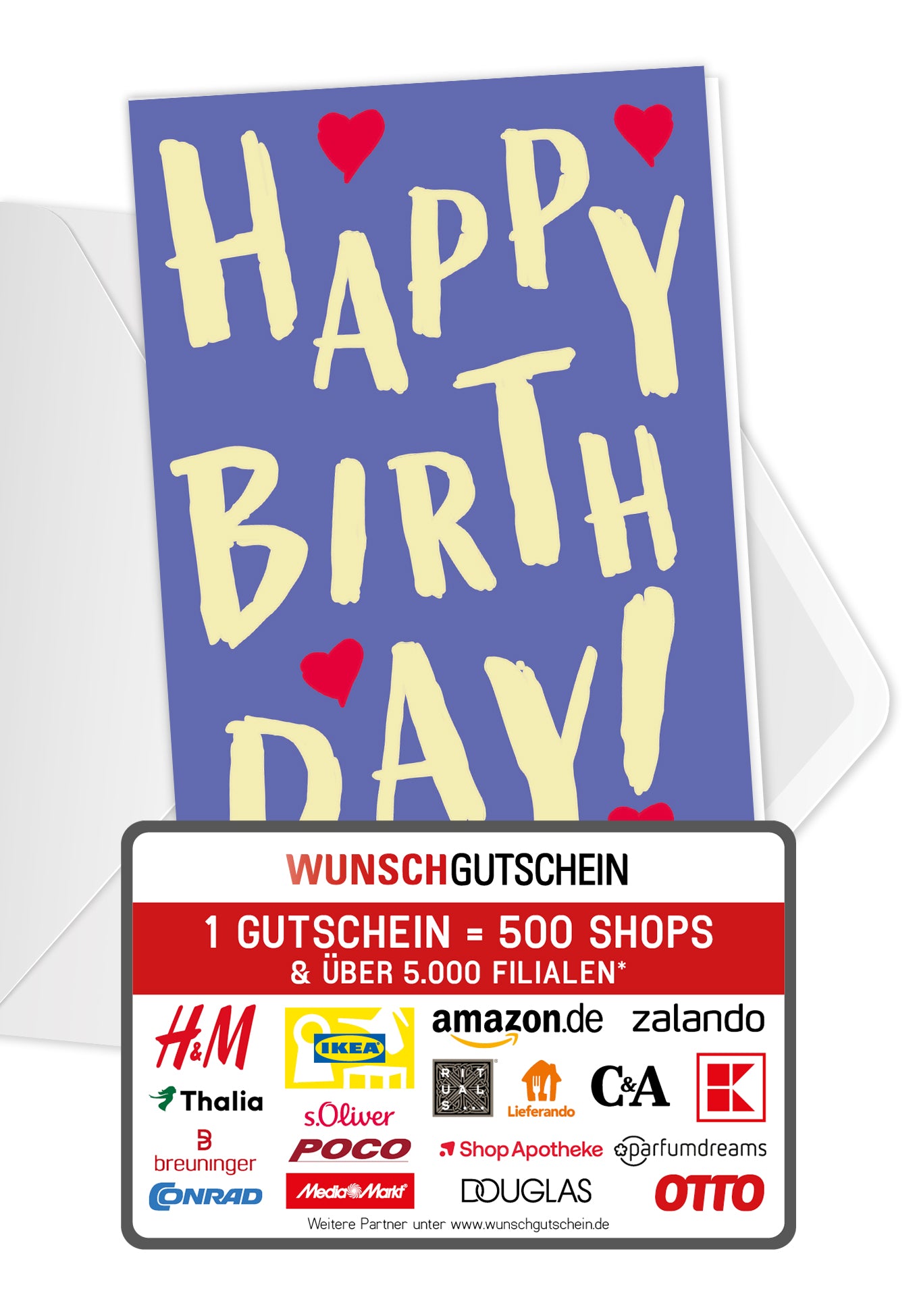 Wunschgutschein Happy Birthday - Lila Gelb PDF – Geschenkgutschein Ansicht 1