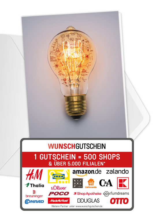 Wunschgutschein Glühbirne – Geschenkgutschein Ansicht 1