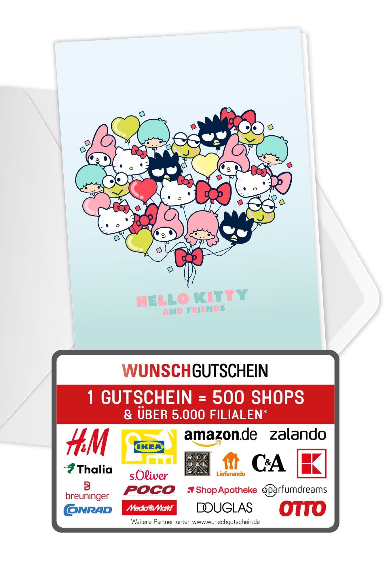 Wunschgutschein Hello Kitty - Ballonherz PDF – Geschenkgutschein Ansicht 1