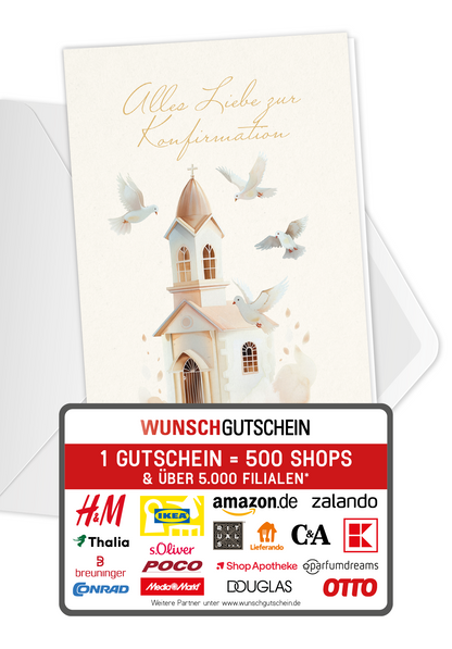 Wunschgutschein Zur Konfirmation - Kirche Beige PDF – Geschenkgutschein Ansicht 1