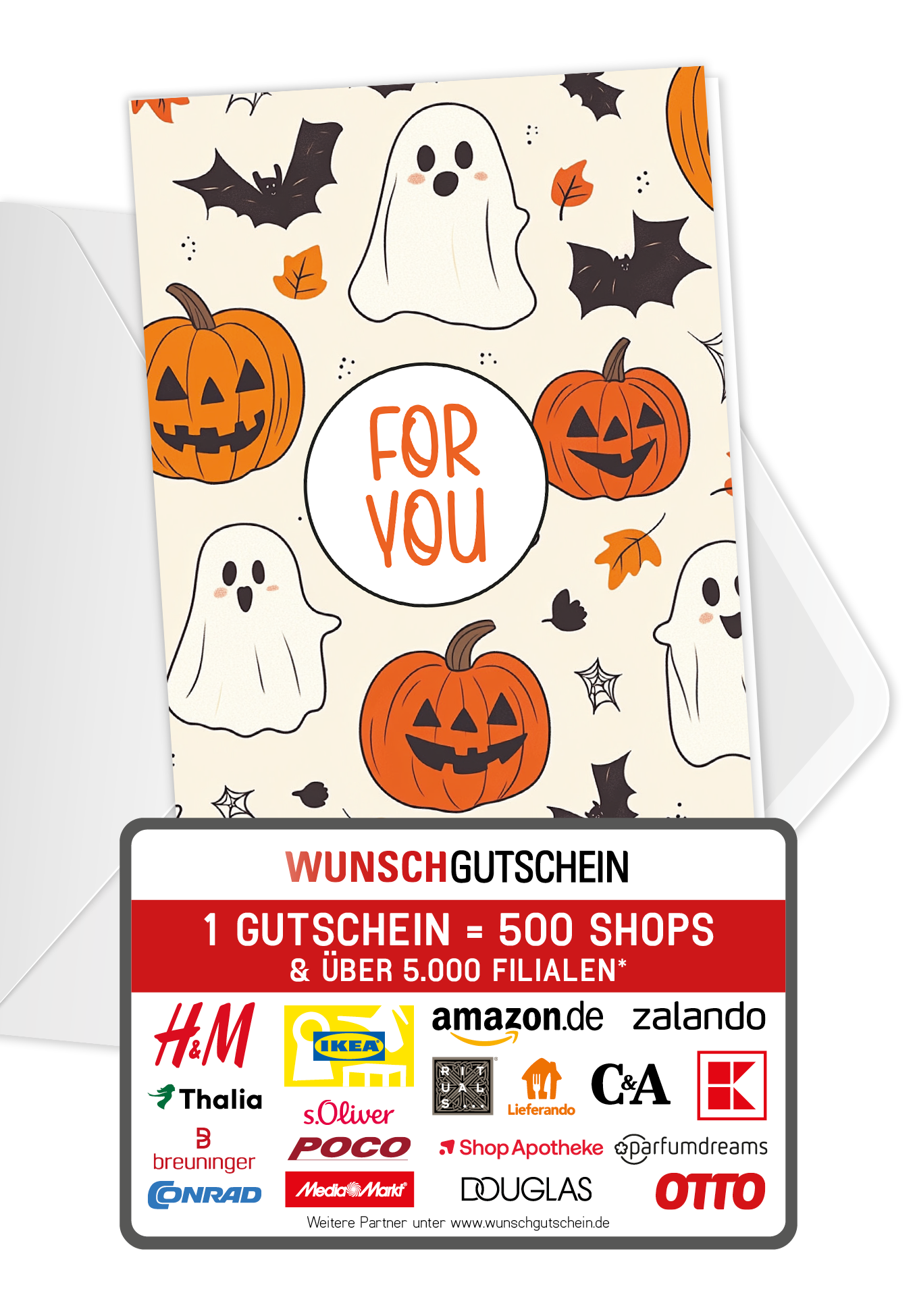Wunschgutschein For you - Halloween Muster – Geschenkgutschein Ansicht 1