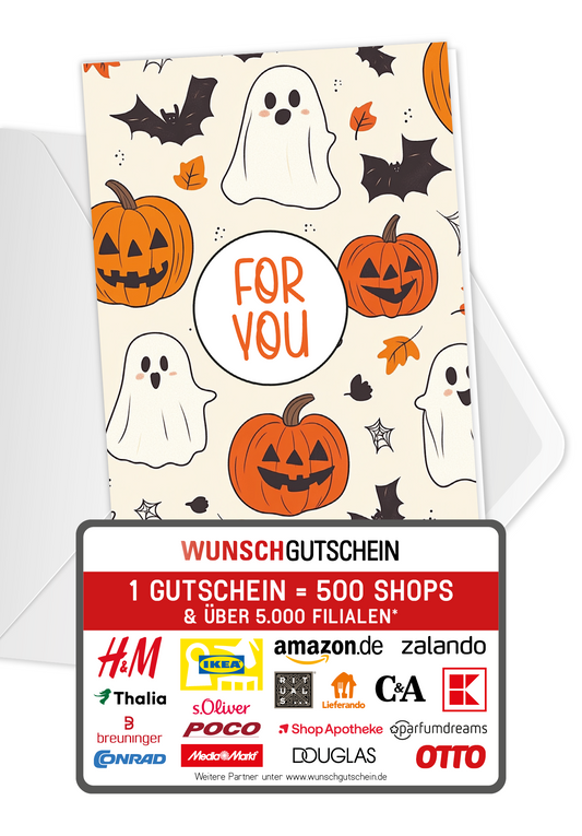 Wunschgutschein For you - Halloween Muster – Geschenkgutschein Ansicht 1