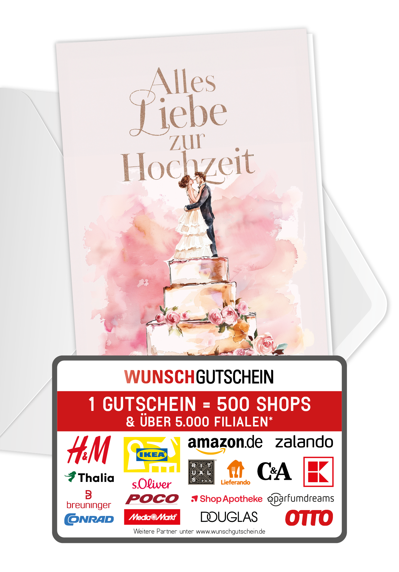 Wunschgutschein Alles Liebe zur Hochzeit - Torte PDF – Geschenkgutschein Ansicht 1