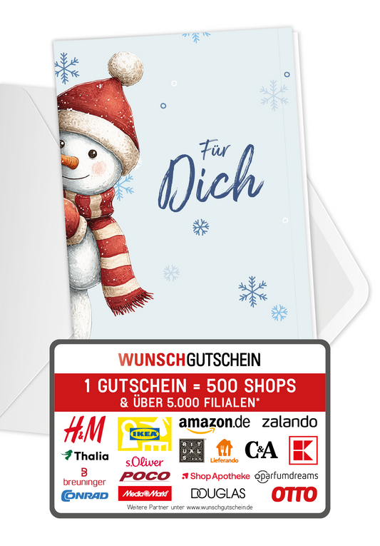 Wunschgutschein Für Dich - Schneemann PDF – Geschenkgutschein Ansicht 1