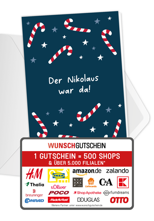 Wunschgutschein Nikolaus war da - Zuckerstangen PDF – Geschenkgutschein Ansicht 1