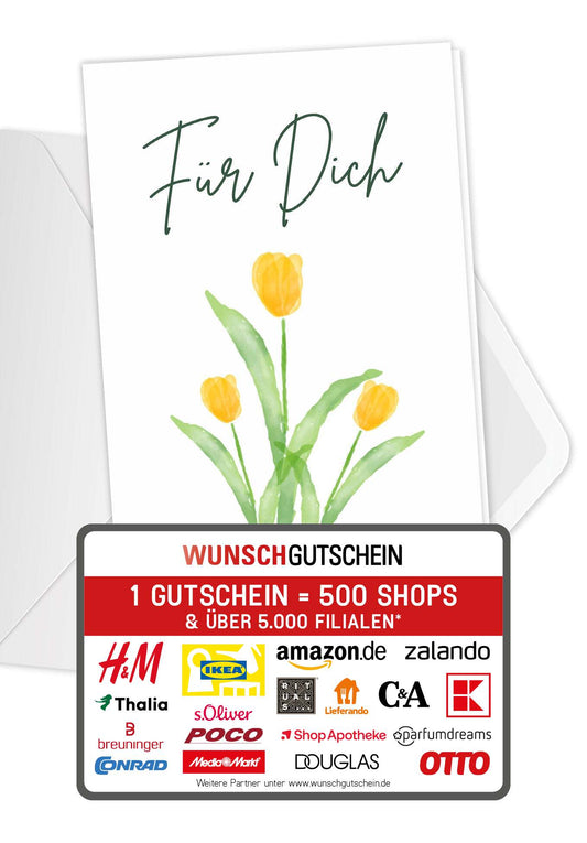 Wunschgutschein Für Dich - Tulpen PDF – Geschenkgutschein Ansicht 1