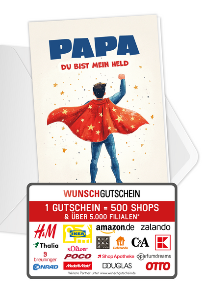 Wunschgutschein Papa Held - Held – Geschenkgutschein Ansicht 1