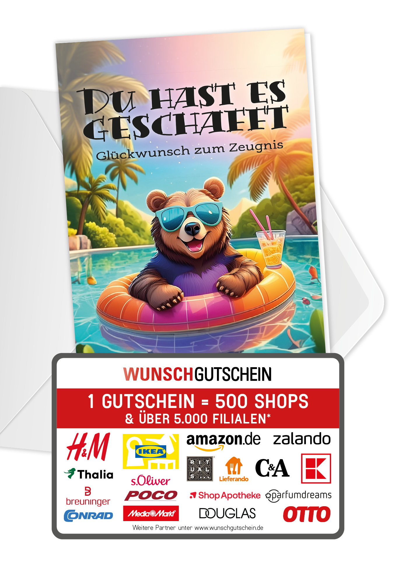 Wunschgutschein Geschafft - Pool Bär – Geschenkgutschein Ansicht 1