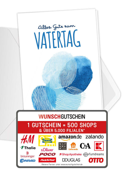 Wunschgutschein Alles Gute zum Vatertag - Blaue Formen – Geschenkgutschein Ansicht 1