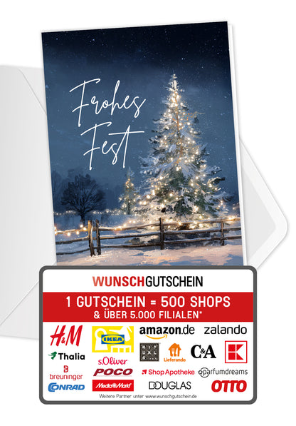 Frohes Fest - Tanne Leuchtend Blau