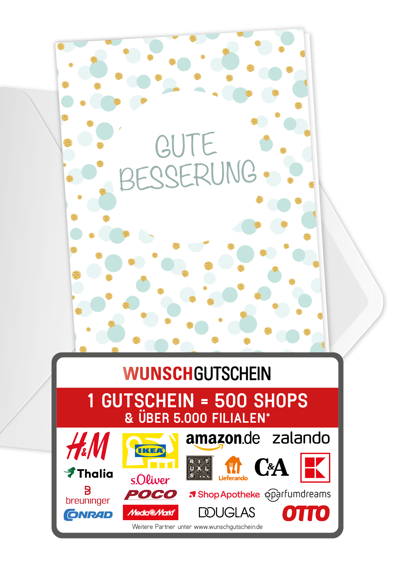 Wunschgutschein Gute Besserung - Grüne Punkte – Geschenkgutschein Ansicht 1