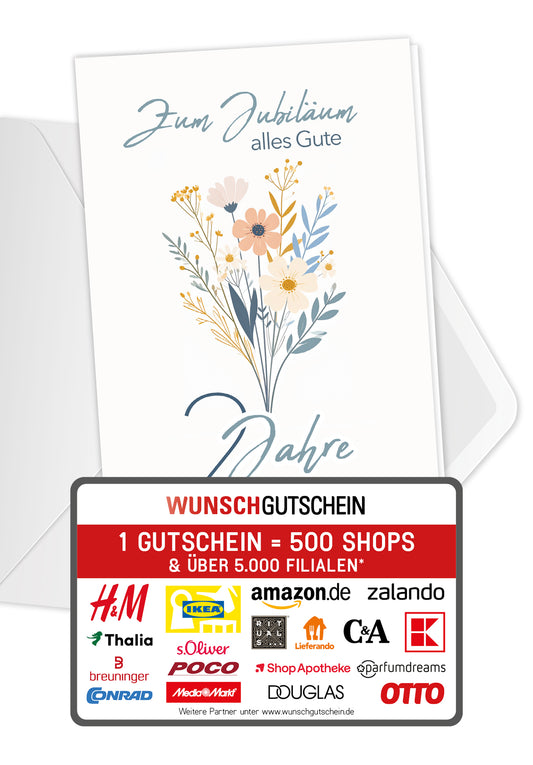 Wunschgutschein 2 Jahre - Blumenstrauß Weiß – Geschenkgutschein Ansicht 1