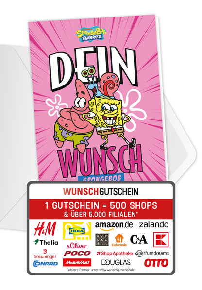 Wunschgutschein Spongebob - Dein Wunsch - Pink PDF – Geschenkgutschein Ansicht 1