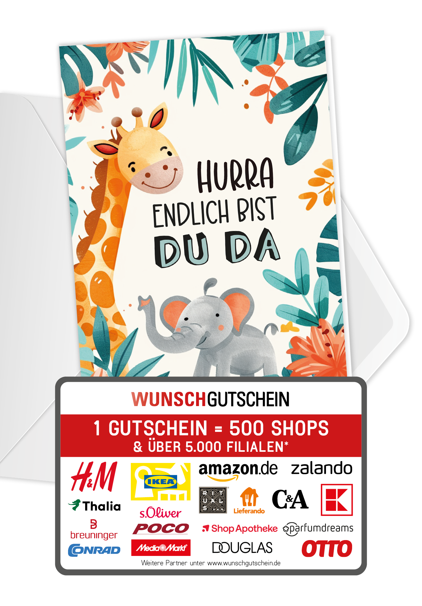 Wunschgutschein Endlich bist du da - Dschungel – Geschenkgutschein Ansicht 1