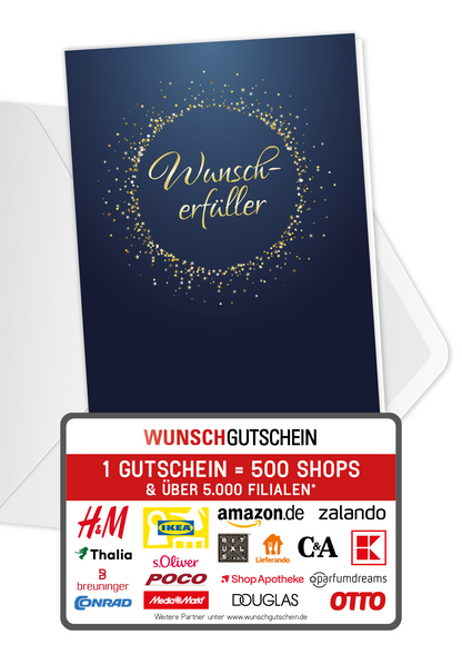 Wunschgutschein Wunscherfüller - Gold Blau PDF – Geschenkgutschein Ansicht 1