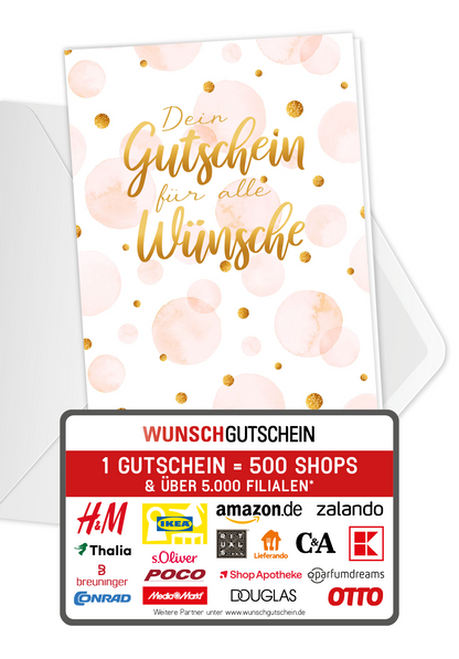 Wunschgutschein Für alle Wünsche - Rosa Punkte PDF – Geschenkgutschein Ansicht 1