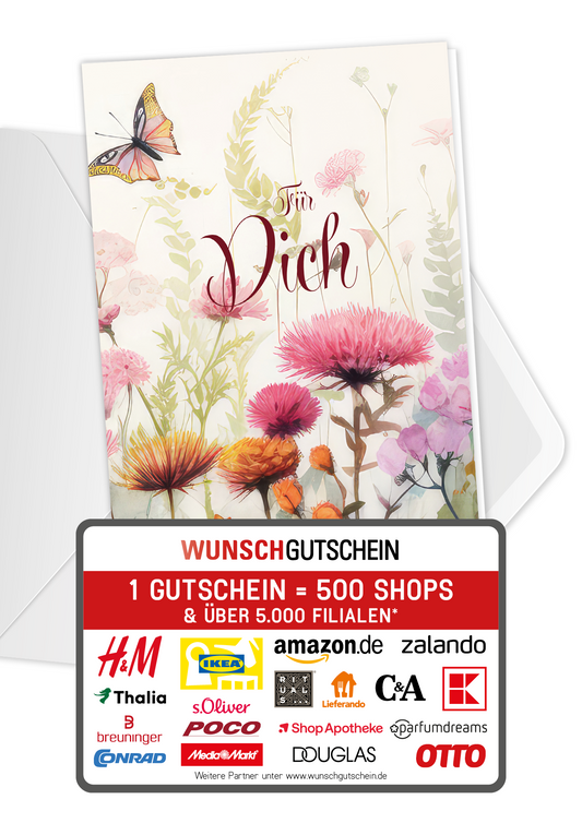 Wunschgutschein Für Dich - Blumenwiese – Geschenkgutschein Ansicht 1