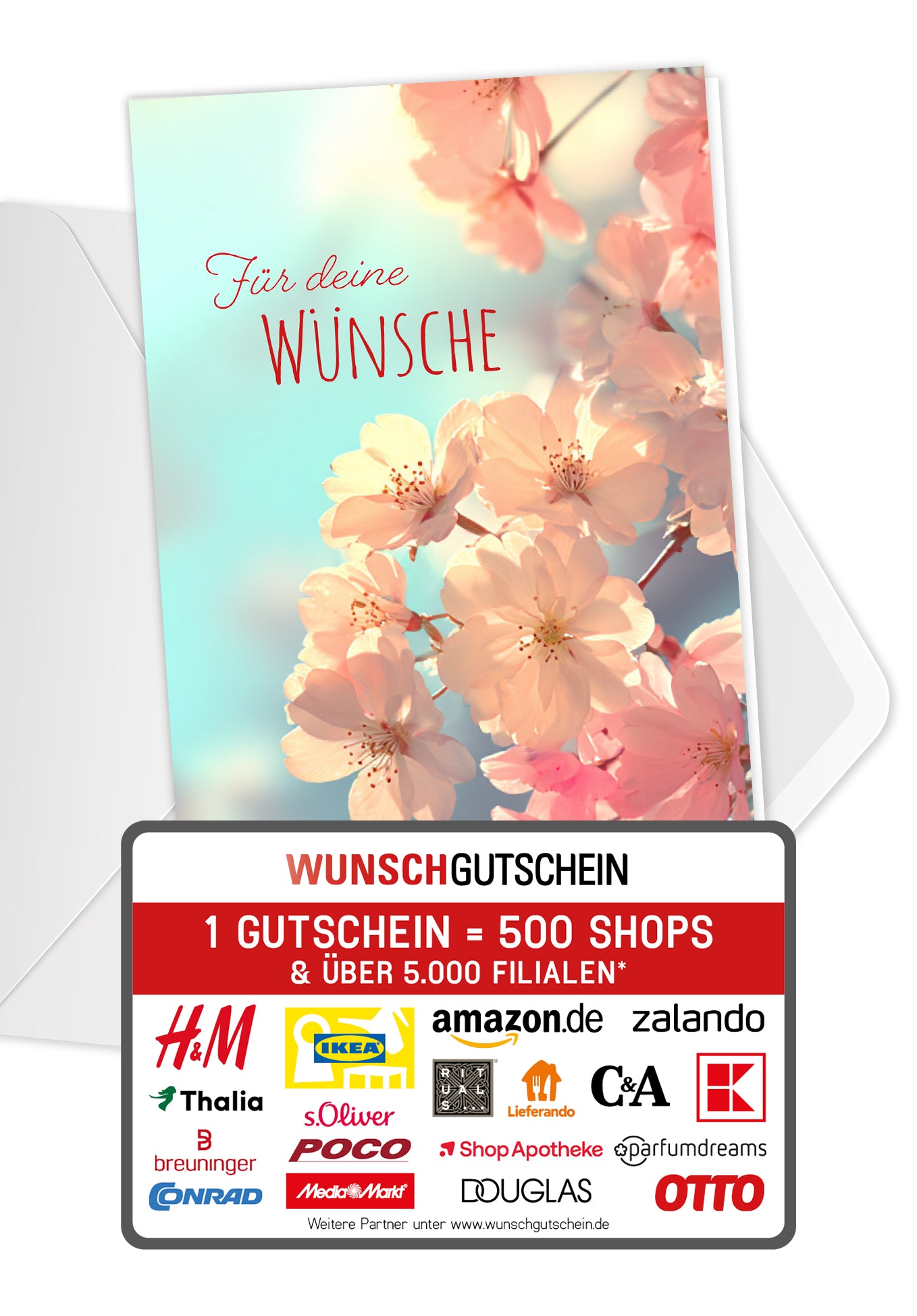 Wunschgutschein Für Deine Wünsche - Blüten Pink – Geschenkgutschein Ansicht 1
