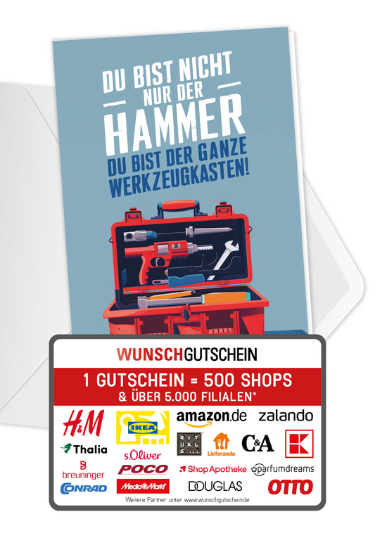 Wunschgutschein Du bist der Hammer - Werkzeugkoffer PDF – Geschenkgutschein Ansicht 1