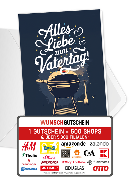 Wunschgutschein Alles Liebe Vatertag - Grill Blau – Geschenkgutschein Ansicht 1