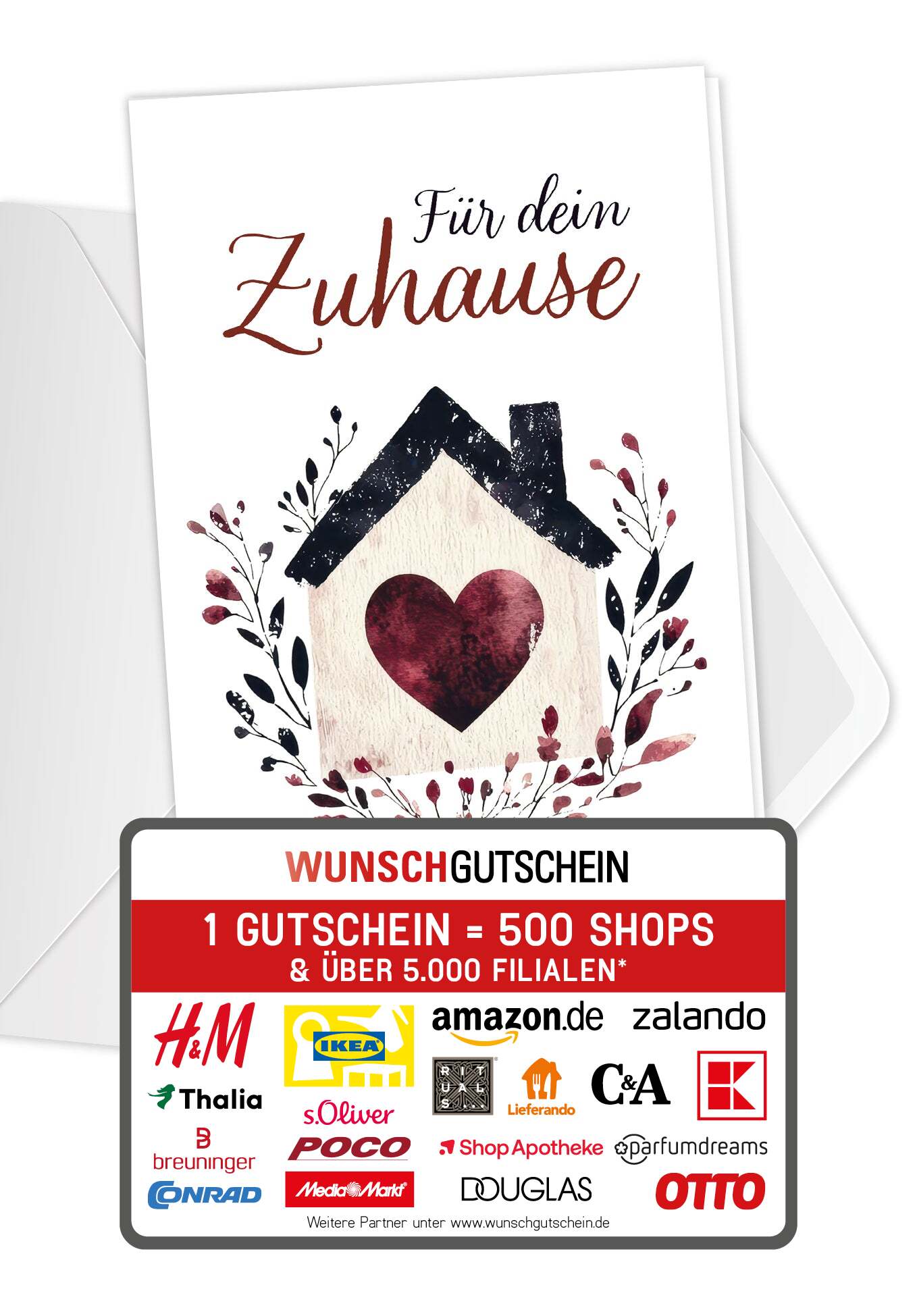 Wunschgutschein Für dein Zuhause - Herz Haus – Geschenkgutschein Ansicht 1