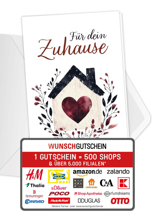 Wunschgutschein Für dein Zuhause - Herz Haus – Geschenkgutschein Ansicht 1