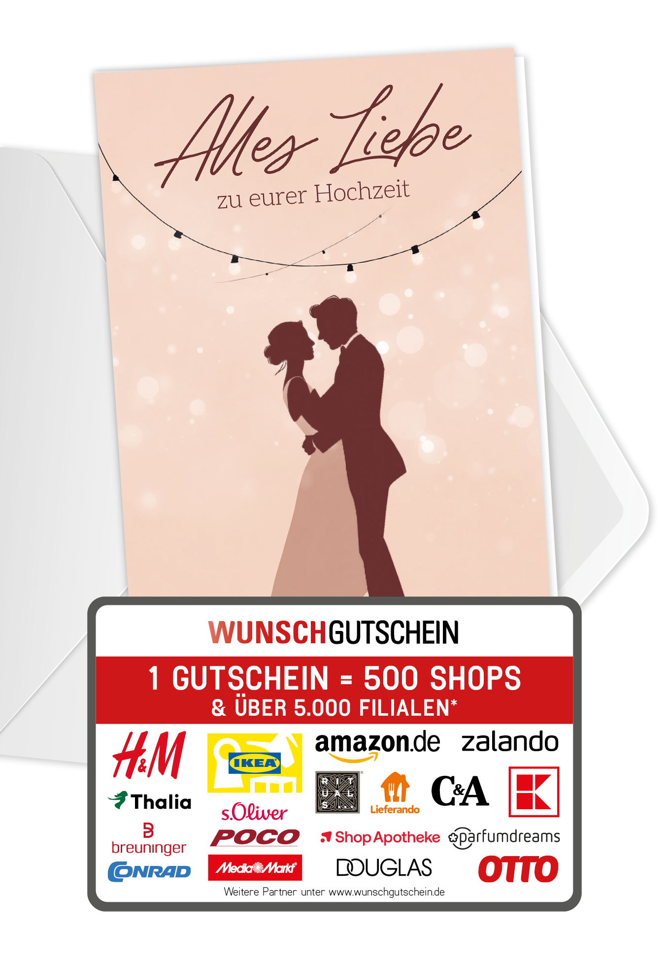 Wunschgutschein Alles Liebe zu eurer Hochzeit - Paar Tanzend PDF – Geschenkgutschein Ansicht 1