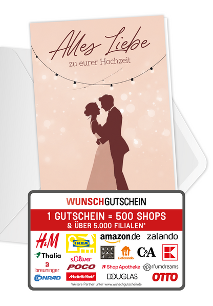 Wunschgutschein Alles Liebe zu eurer Hochzeit - Paar Tanzend PDF – Geschenkgutschein Ansicht 1