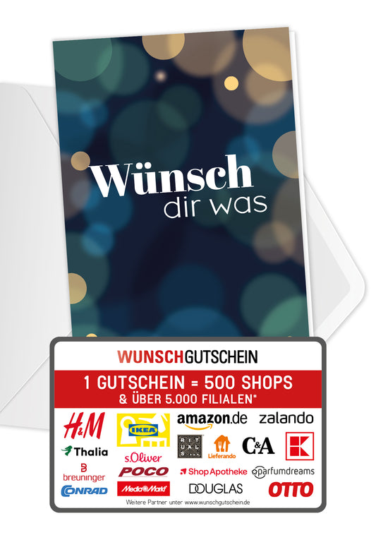 Wunschgutschein Wünsch dir was - Kreise Grün Gelb – Geschenkgutschein Ansicht 1