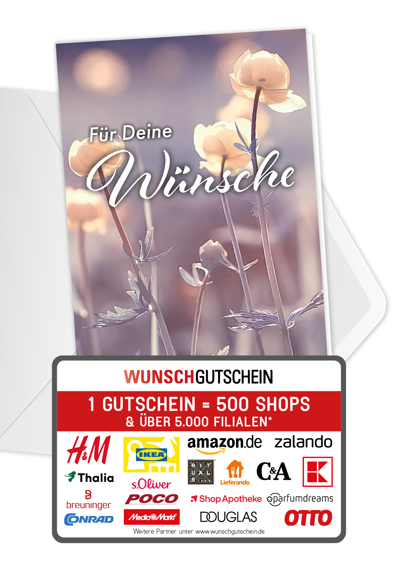 Wunschgutschein Für deine Wünsche - Blumen – Geschenkgutschein Ansicht 1